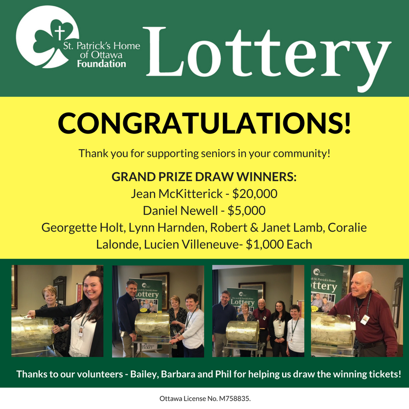 Lottery Grand Prize Winner Announcement St. Patrick's Home of Ottawa